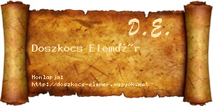 Doszkocs Elemér névjegykártya