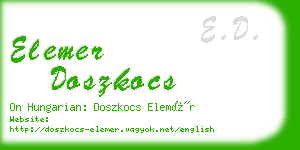 elemer doszkocs business card